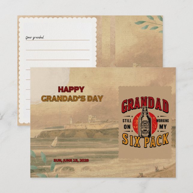 Funny Grandpa Sex Pack-vykort - Fars dag Helg Vykort (Fram/baksida)