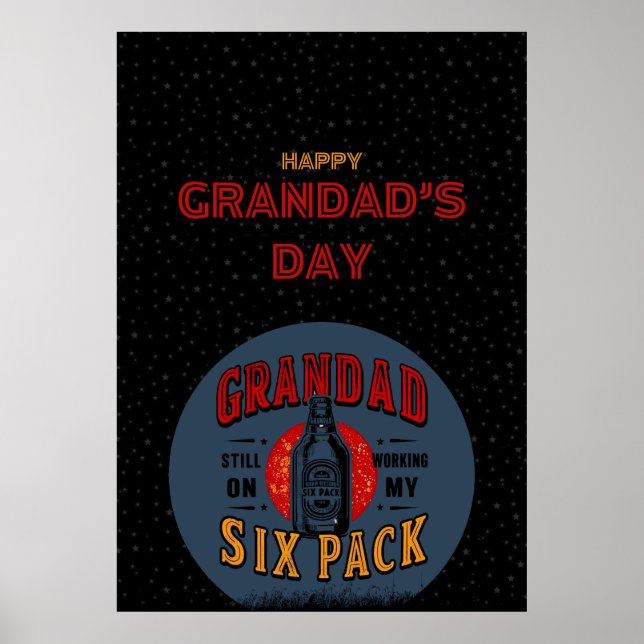 Funny Grandpa Six Pack Poster - Fars dag Beer (Framsidan)