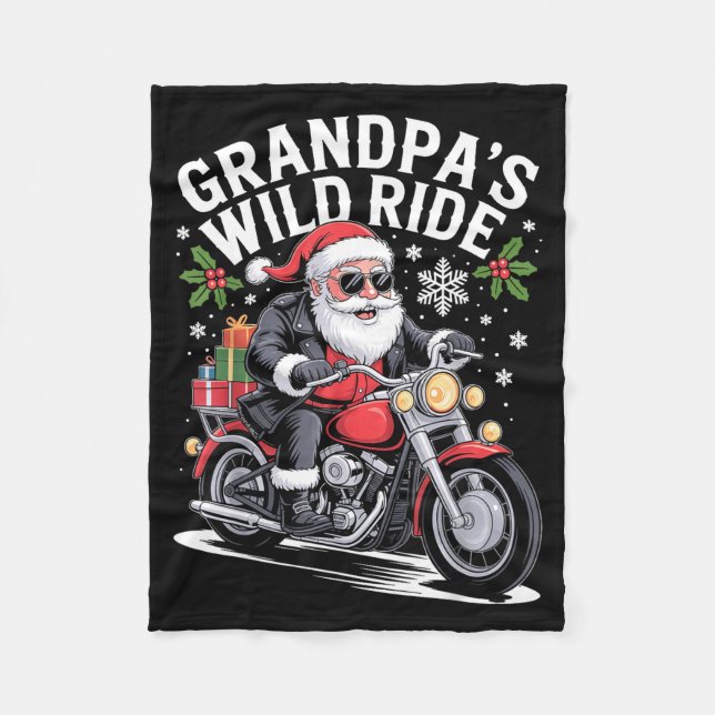 Funny Grandpa's Biker Ride Christmas Motorcycle Sa Fleecefilt (Framsidan)