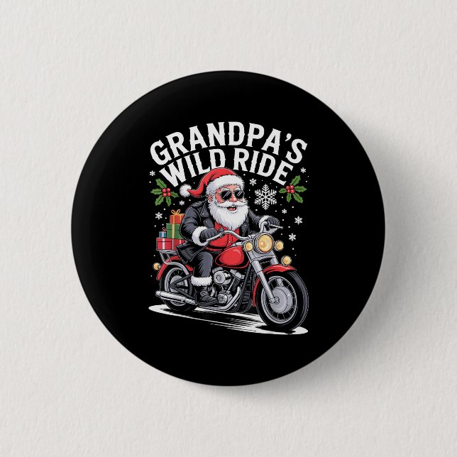 Funny Grandpa's Biker Ride Christmas Motorcycle Sa Knapp (Framsida)