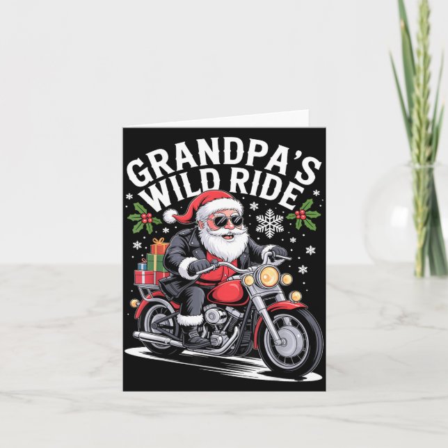 Funny Grandpa's Biker Ride Christmas Motorcycle Sa Kort (Framsida)