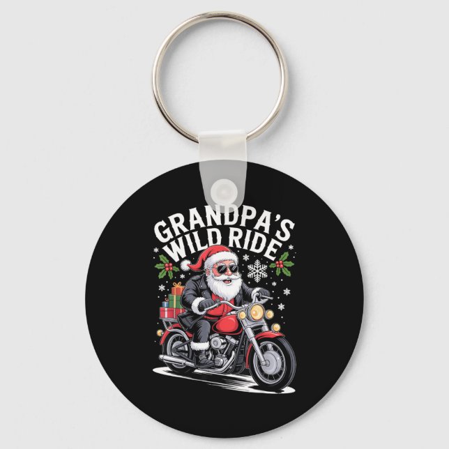 Funny Grandpa's Biker Ride Christmas Motorcycle Sa Nyckelring (Framsida)
