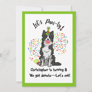 Funny Gräns Collie Födelsedagsfest inbjudan