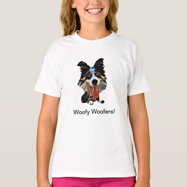 Funny Gräns Collie Girls T-Shirt (Framsida)
