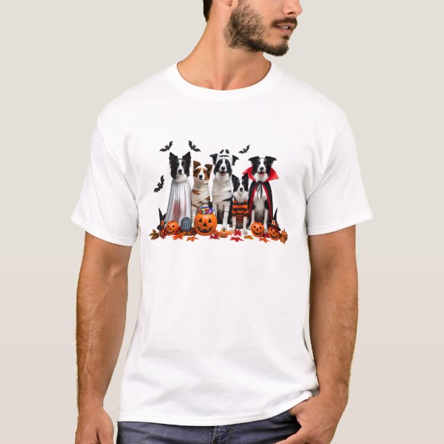 Funny Gräns Collie Halloween Hund älskare T Shirt (Framsida)