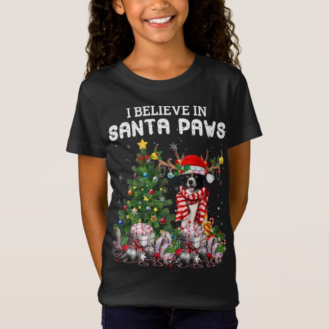 Funny Gräns Collie Hund jul P T Shirt (Framsida)