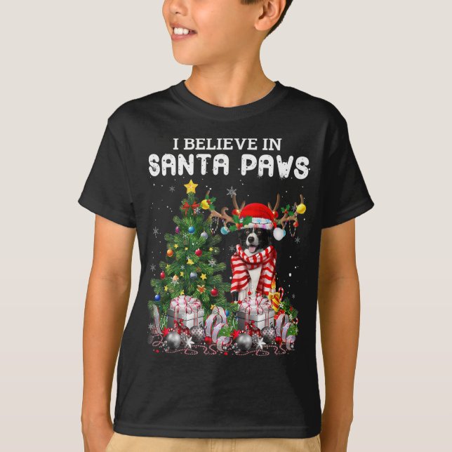 Funny Gräns Collie Hund jul P T Shirt (Framsida)