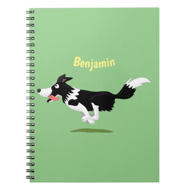 Funny Gräns Collie hund som kör tecknad Anteckningsbok (Framsidan)