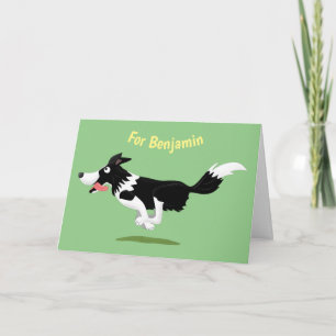 Funny Gräns Collie hund som kör tecknad Kort