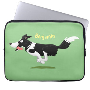 Funny Gräns Collie hund som kör tecknad Laptop Fodral