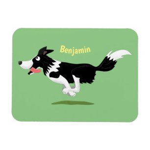 Funny Gräns Collie hund som kör tecknad Magnet