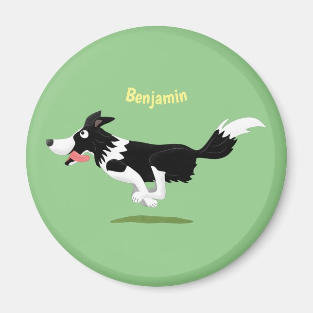 Funny Gräns Collie hund som kör tecknad Magnet (Framsidan)