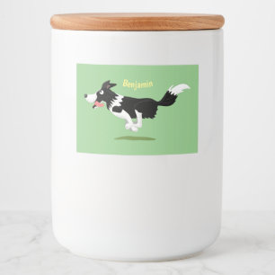 Funny Gräns Collie hund som kör tecknad Mat Etiketter