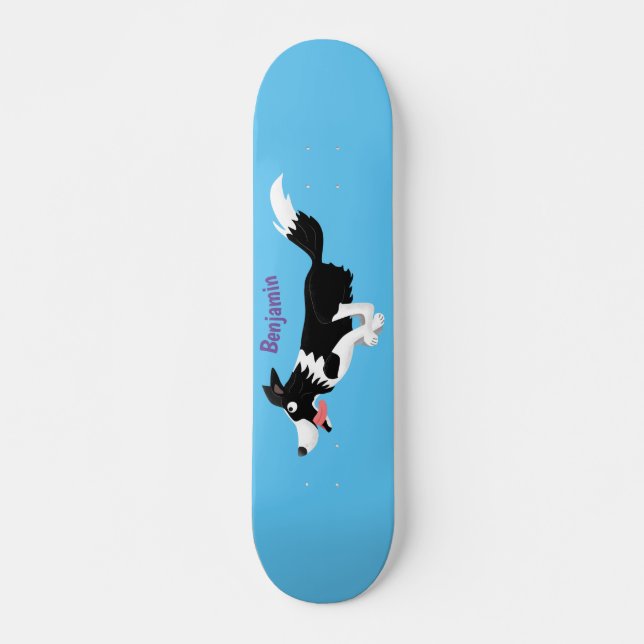 Funny Gräns Collie hund som kör tecknad Mini Skateboard Bräda 18,5 Cm (Framsida)