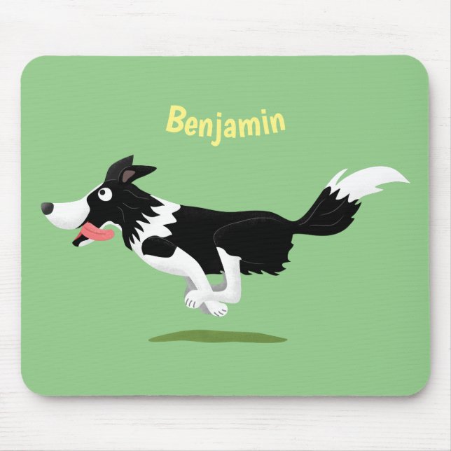 Funny Gräns Collie hund som kör tecknad Musmatta (Framsidan)