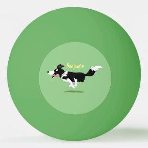 Funny Gräns Collie hund som kör tecknad Pingisboll