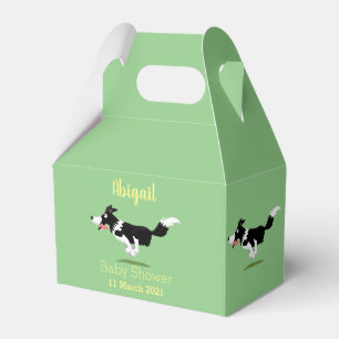 Funny Gräns Collie-hund som kör tecknad Presentaskar