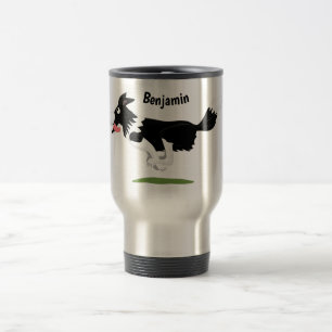 Funny Gräns Collie hund som kör tecknad Resemugg