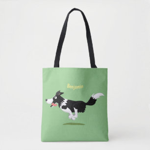 Funny Gräns Collie hund som kör tecknad Tygkasse
