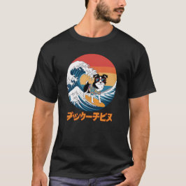 Funny Gräns Collie Japanska Kanagawa Wave Hund T Shirt