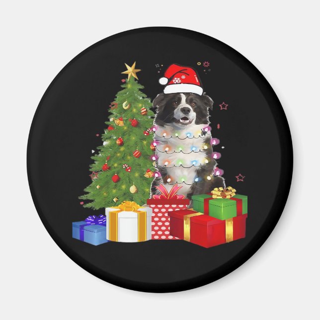 Funny Gräns Collie Julgran God jul Magnet (Framsidan)