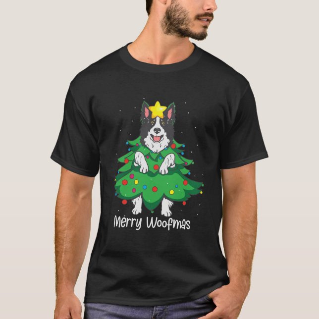 Funny Gräns Collie Julgran Ornament Hund Mo T Shirt (Framsida)