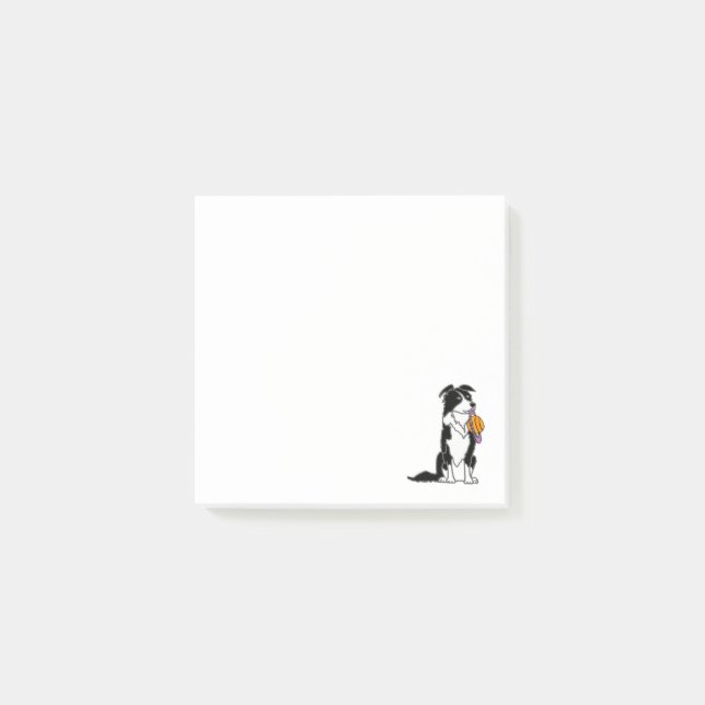 Funny Gräns Collie med Saturnus Disk Post-it Block (Framsida)