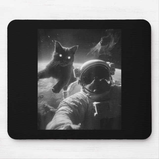 Funny Graphic Cat Astronaut Selfie Funny Musmatta (Framsidan)