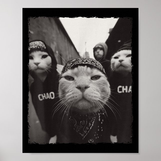 Funny Graphic Cat Gangster Funny Poster (Framsidan)