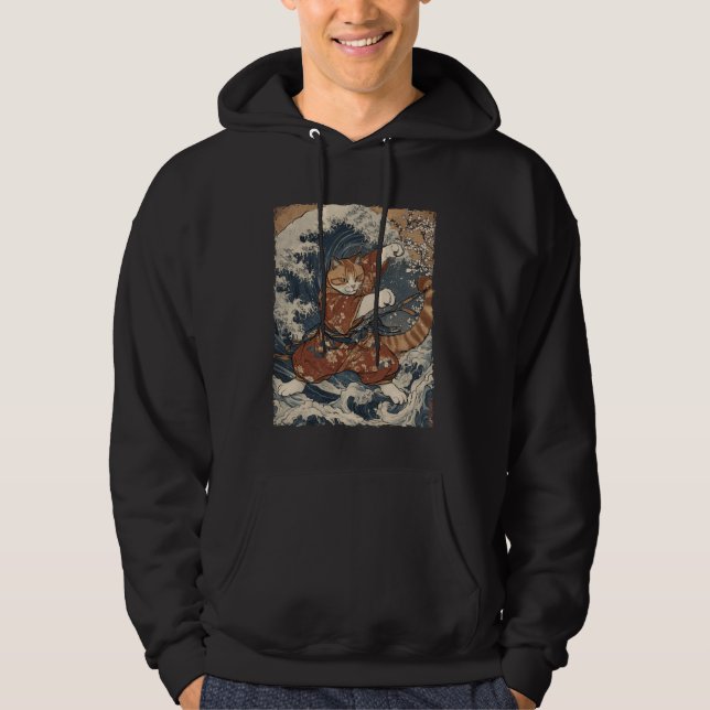Funny Graphic Cat Japanese Anime Hoodie (Framsida)
