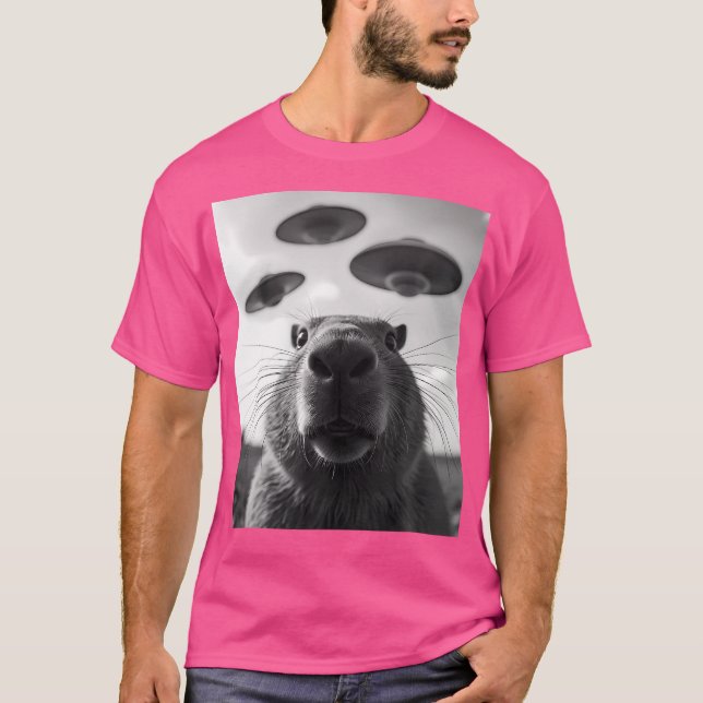 Funny Graphic Costume Konstig Cute Capybara Selfie T Shirt (Framsida)