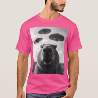 Funny Graphic Costume Konstig Cute Capybara Selfie T Shirt