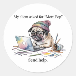 Funny Graphic Designer Sticker Pug More Pop Gift f Runt Klistermärke