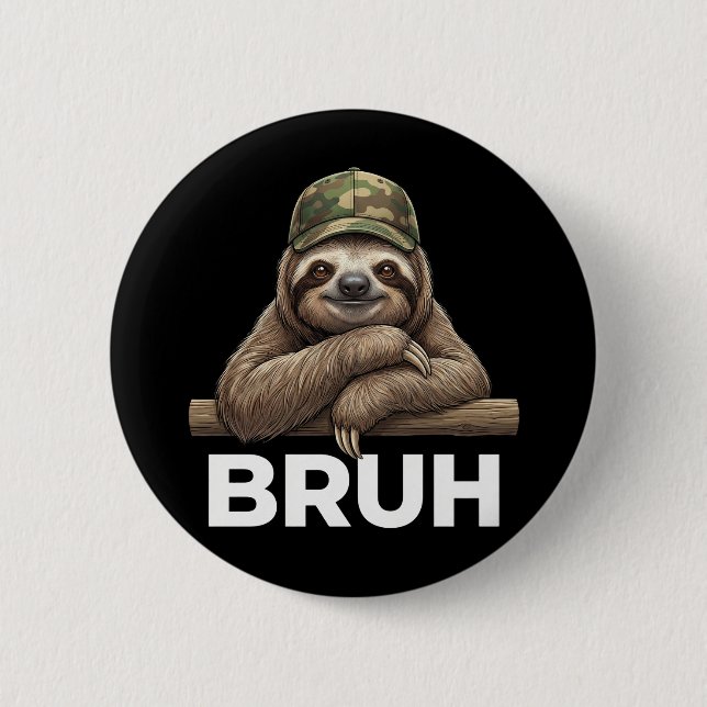 Funny Graphic Meme Sloth Bruh for Boys Girls Knapp (Framsida)