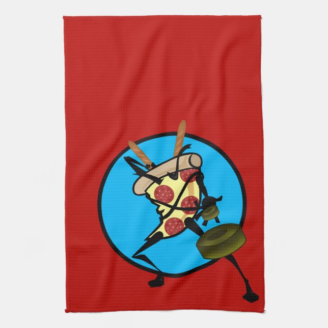 FUNNY GRAPHIC NINJA PIZZA RED KITCHEN DISH TOWEL KÖKSHANDDUK (Vertikal)