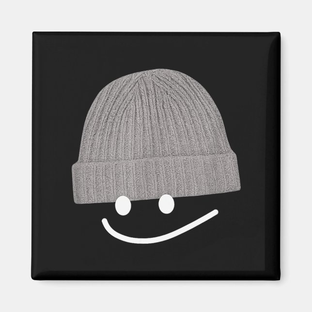 Funny Graphic Smile Face Men Women Cute Wool Hat W Magnet (Framsidan)