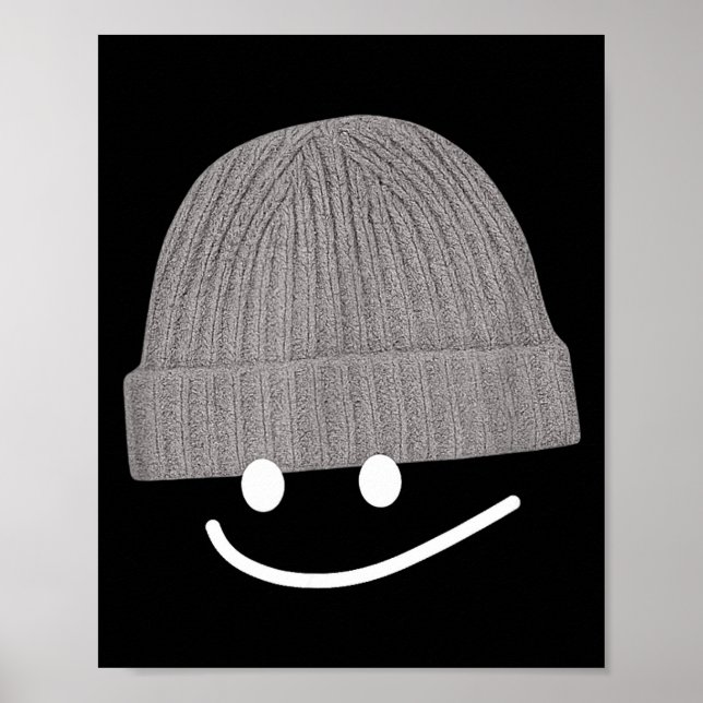 Funny Graphic Smile Face Men Women Cute Wool Hat W Poster (Framsidan)