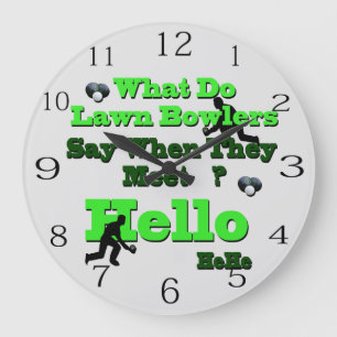 Funny Gräsmatta Bowls Hälsning, Wall Clock Stor Klocka