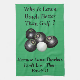Funny Gräsmatta Bowls mot Golf Design, Tea Towel Kökshandduk