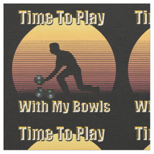 Funny Gräsmatta Bowls-uppspelningsdesign, Fabric Tyg