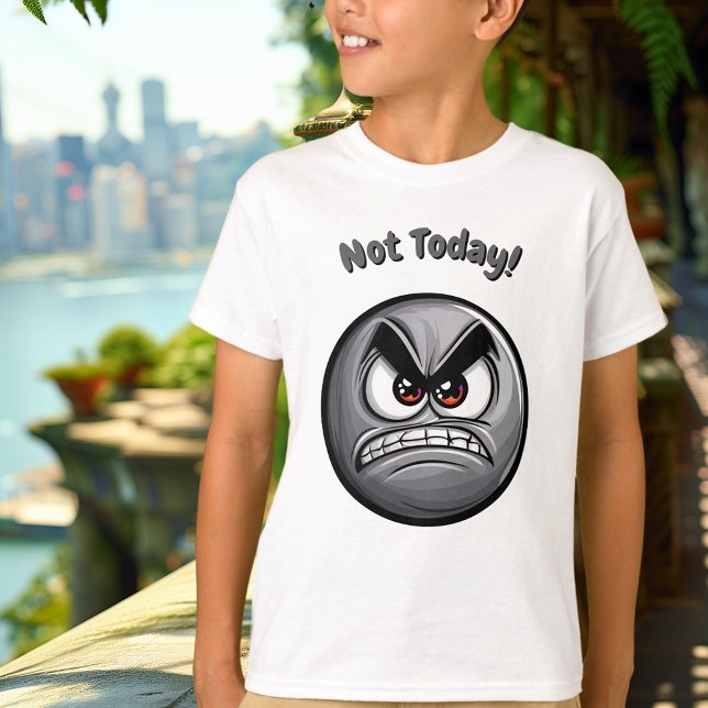 Funny Grått Arg Emoji Kids T-Shirt (Skapare uppladdad)