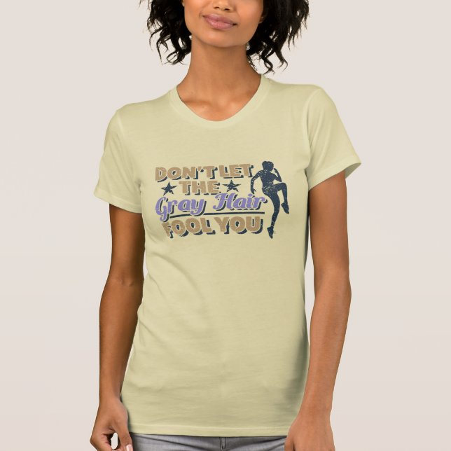 Funny Grått Hair Running Quote - Äldre Springer T Shirt (Framsida)