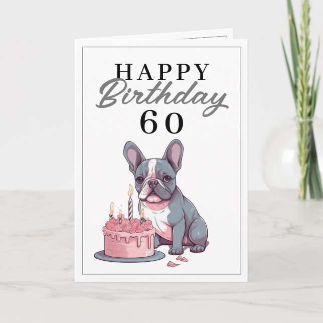 Funny Grått och White Bulldog Make Birthday Kort (Framsida)