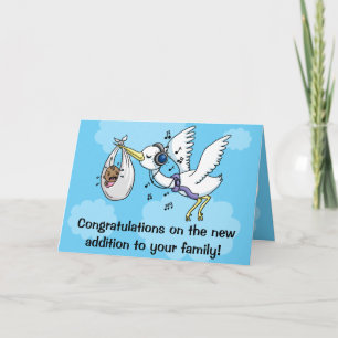 Funny grattis nyfödd bebis Stork Kort