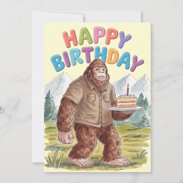 Funny Grattis på födelsedagen BigFoot Sasquatch Julkort (Framsida)