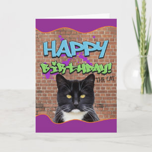 Funny Grattis på födelsedagen Graffiti från Katten Kort
