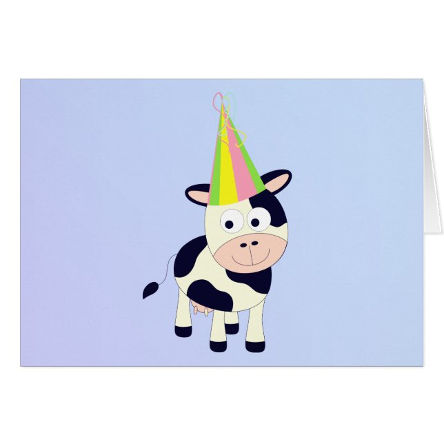 Funny Grattis på födelsedagen till Moo Cute Party  OBS Kort (Framsidan Horizontal)