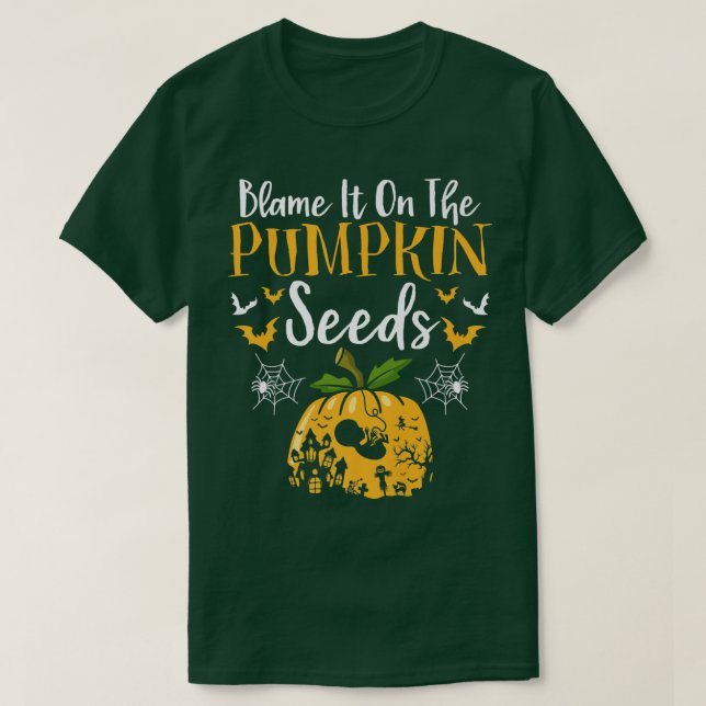 Funny Gravid Pumpkin Seeds Halloween Gravid T Shirt (Design framsida)