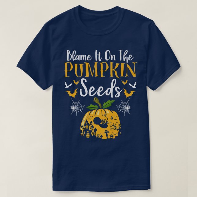 Funny Gravid Pumpkin Seeds Halloween Gravid T Shirt (Design framsida)