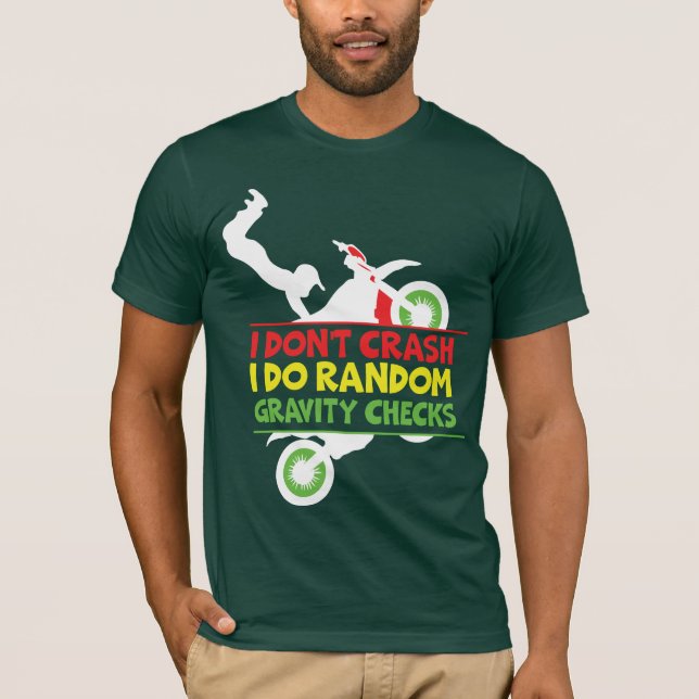 Funny Gravity Check Cyclist Shirt | Bold Minimalis T (Framsida)